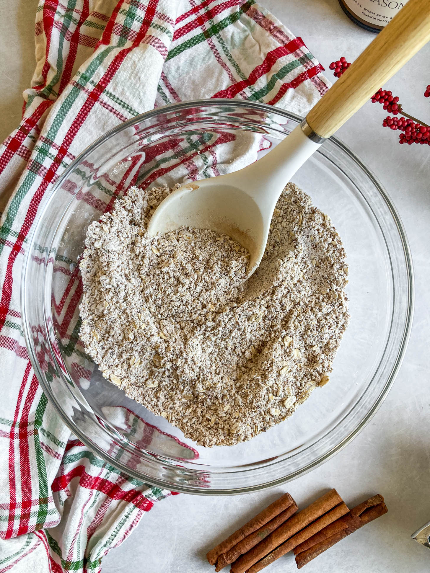 Dry ingredients mixed in a bowl.