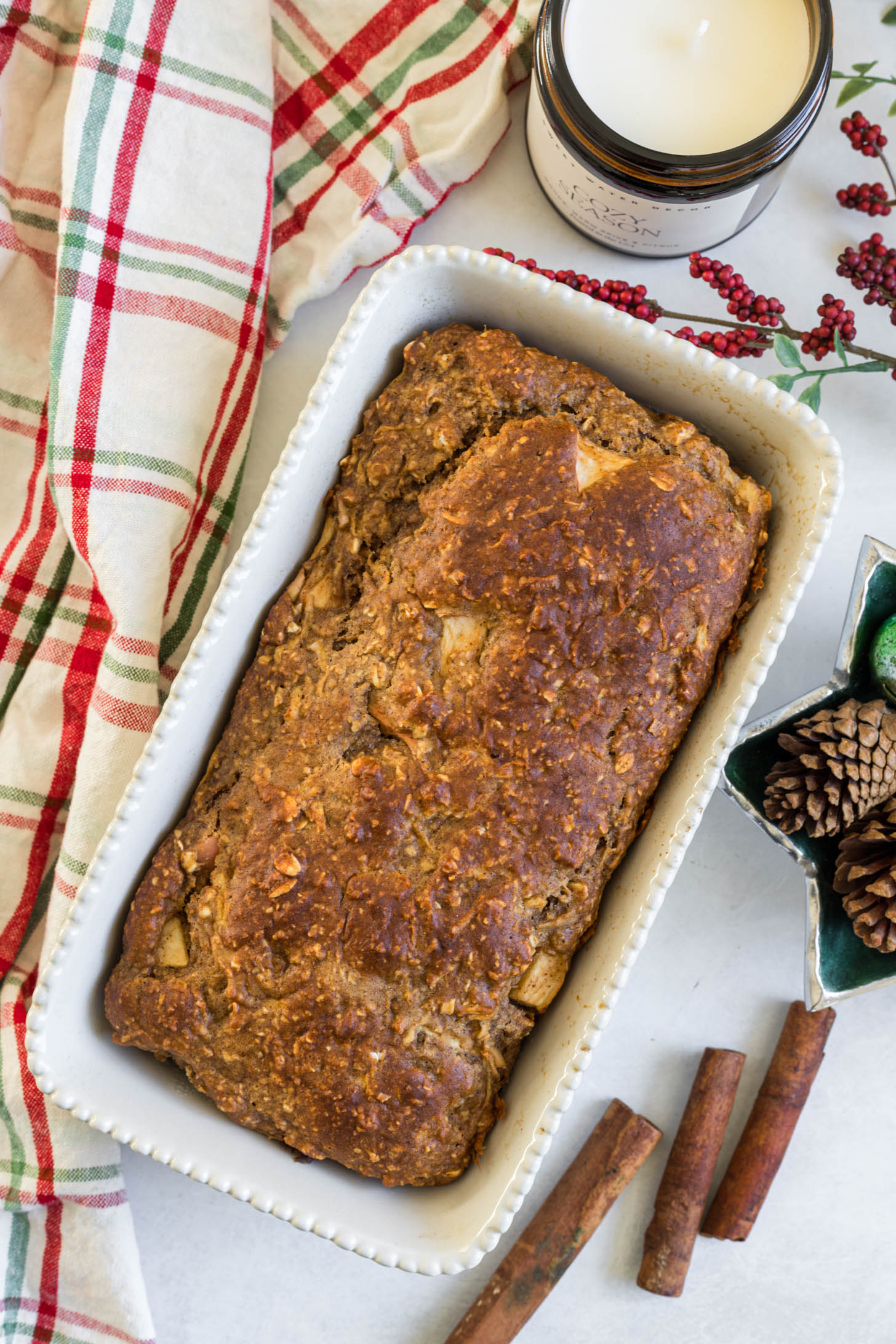 Baked apple cinnamon loaf.