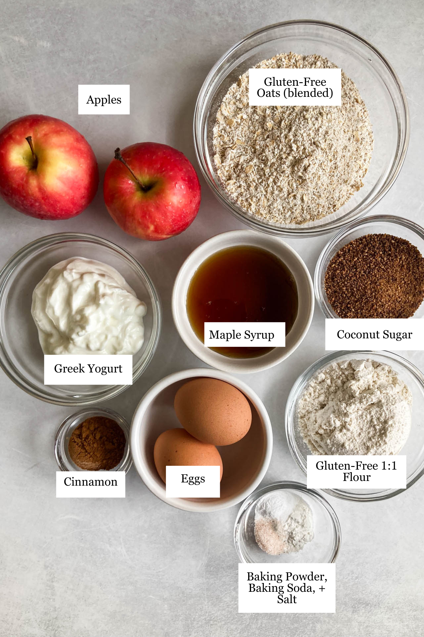 Apple cinnamon loaf ingredients.
