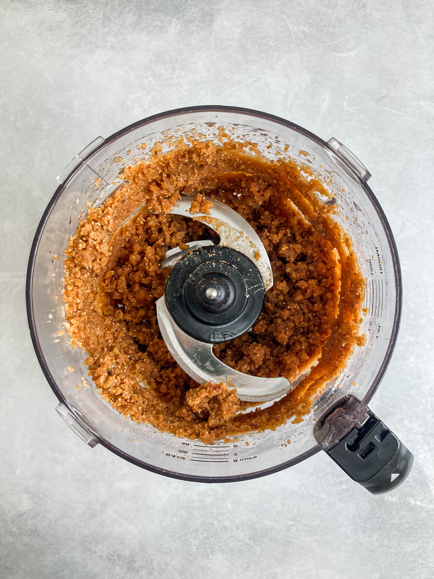 Ingredients blended in a food processor.