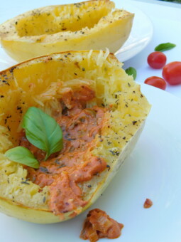 Roasted Spaghetti Squash With Feta Tomato Sauce