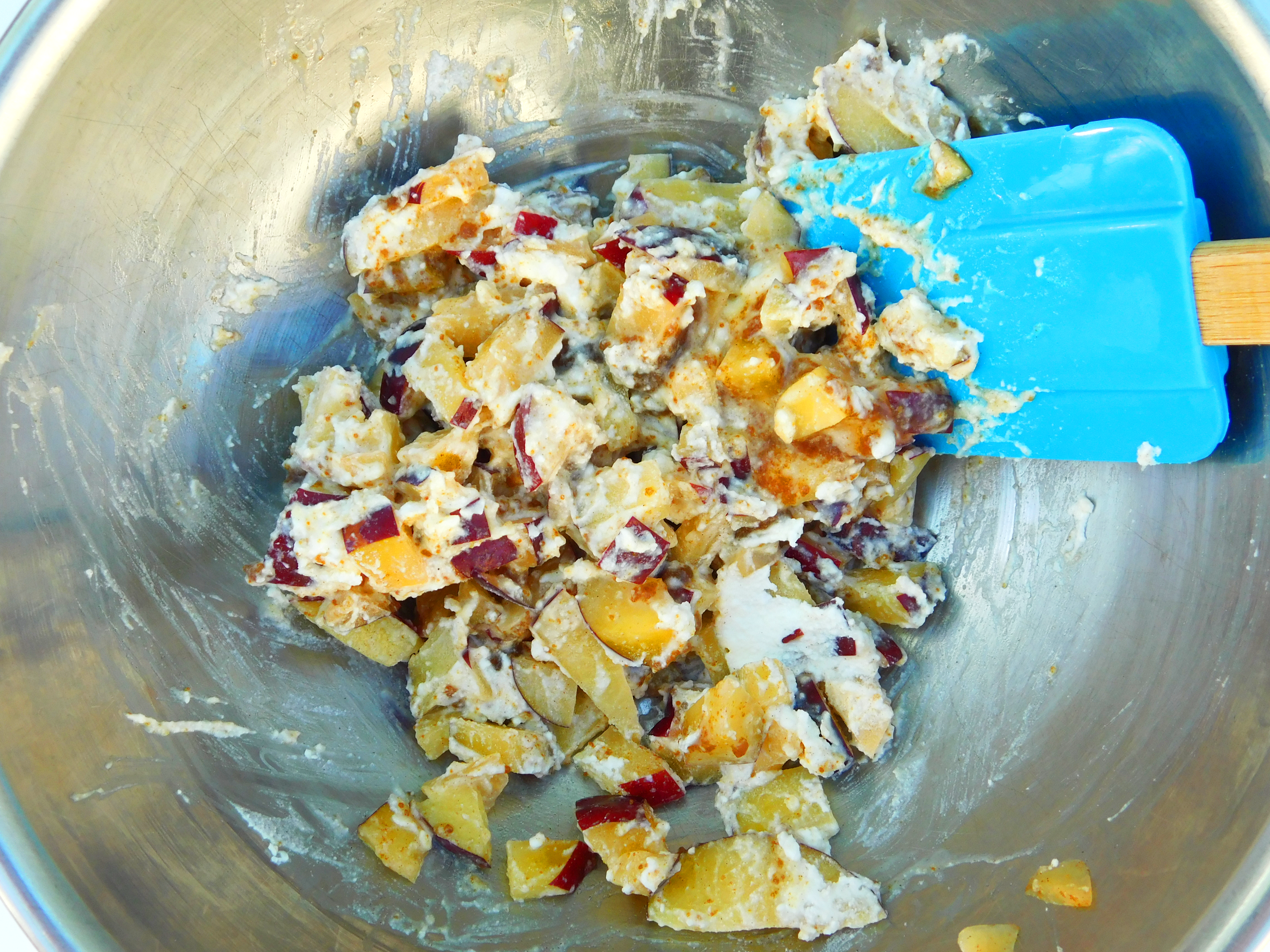 Mixing ingredients in a bowl.