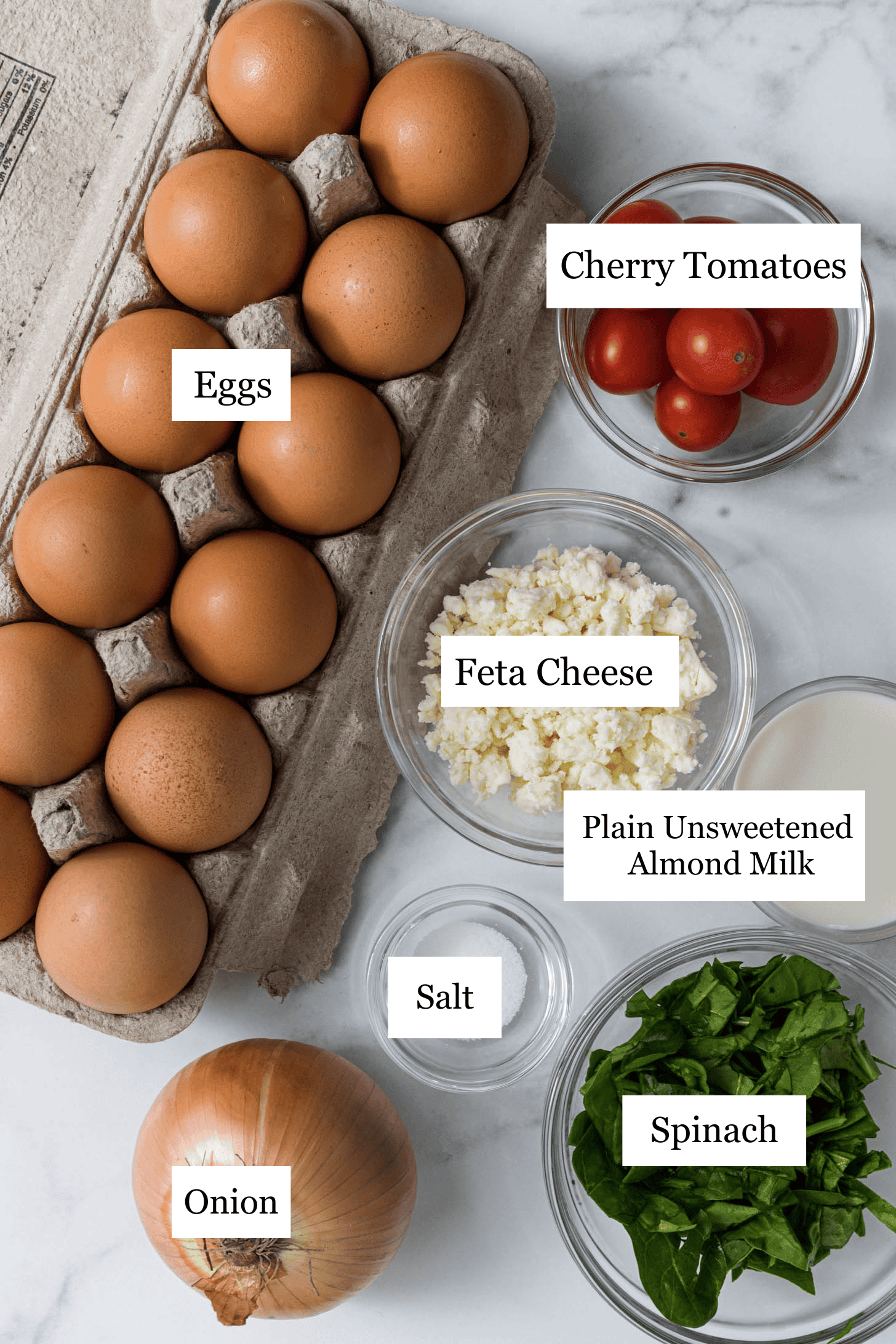Ingredients for veggie egg bites.