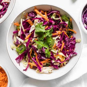 A bowl of dairy-free coleslaw.