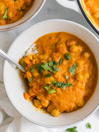 Sweet potato curry in a bowl.
