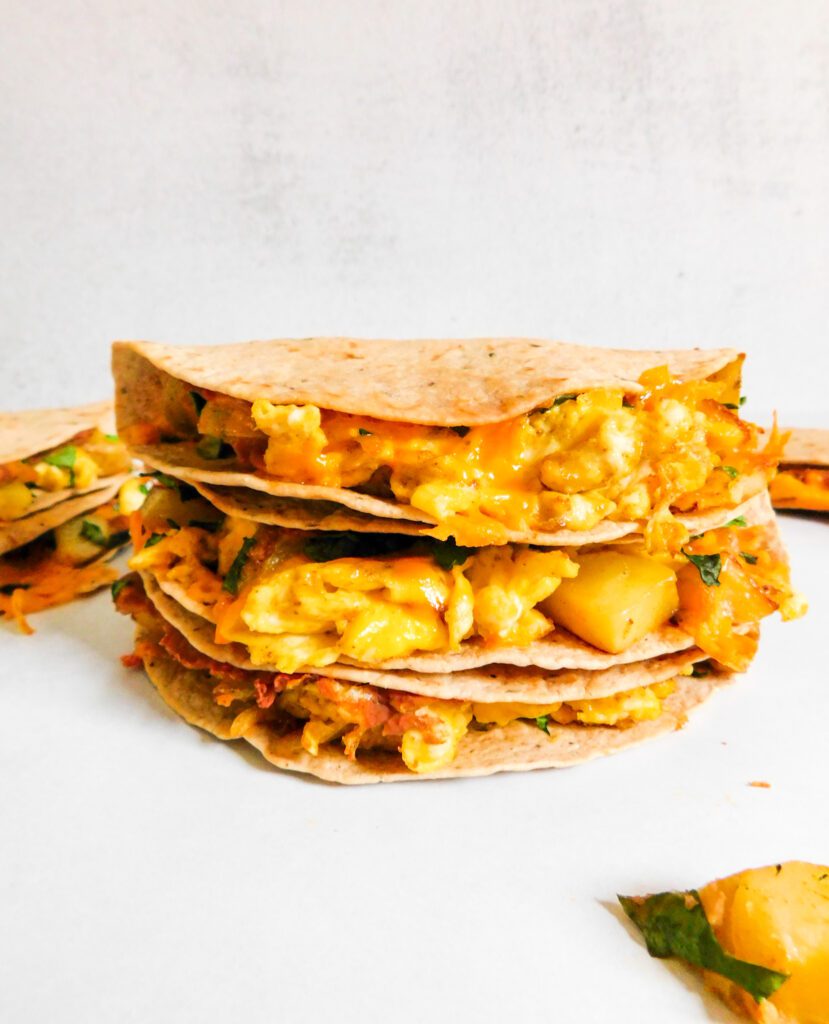 A stack of Breakfast Tacos.