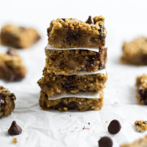 A stack of vegan blondies.