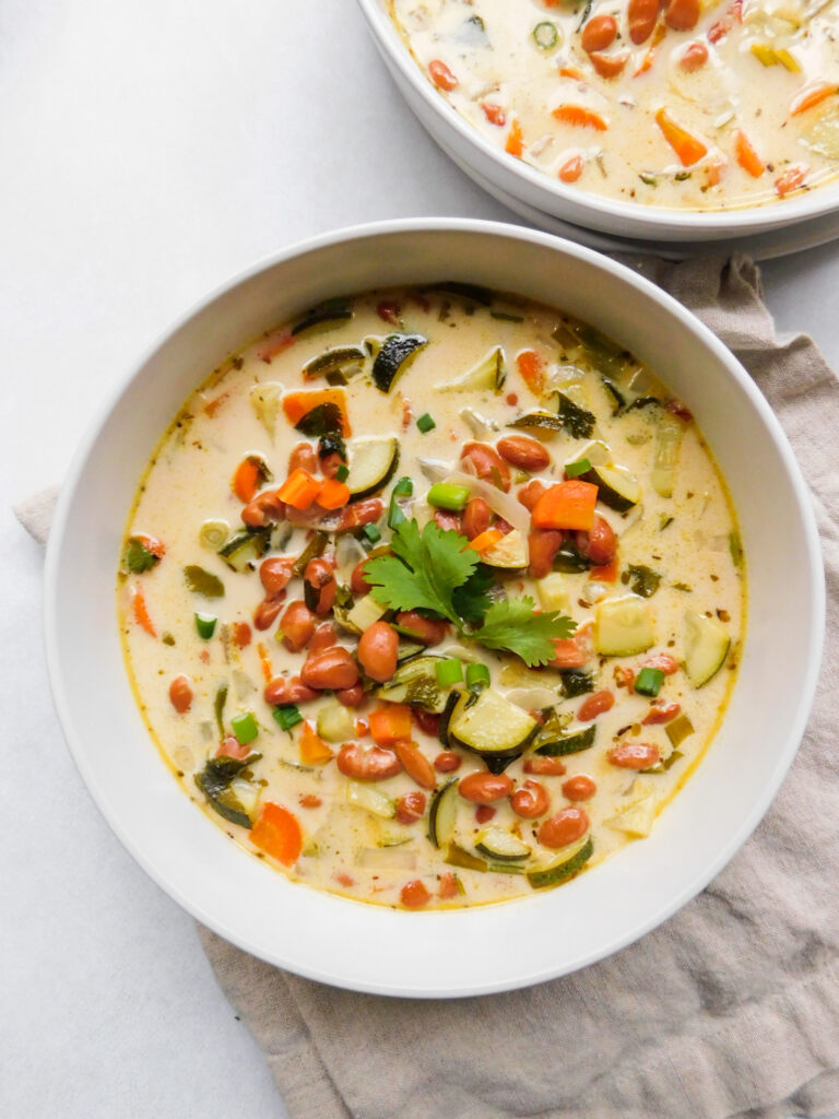 A bowl of Vegan Pinto Bean Soup.