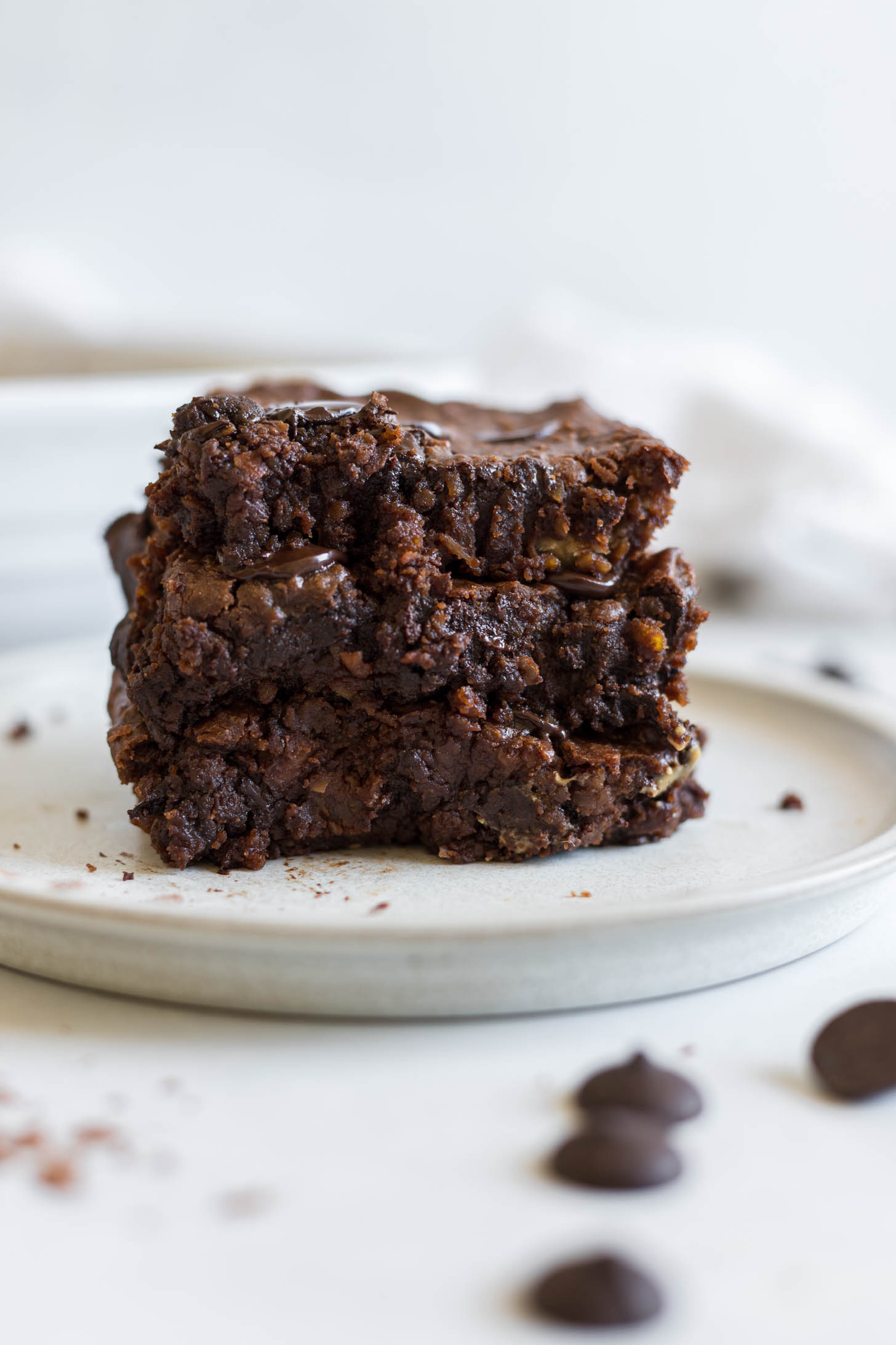 Stack of brownies.