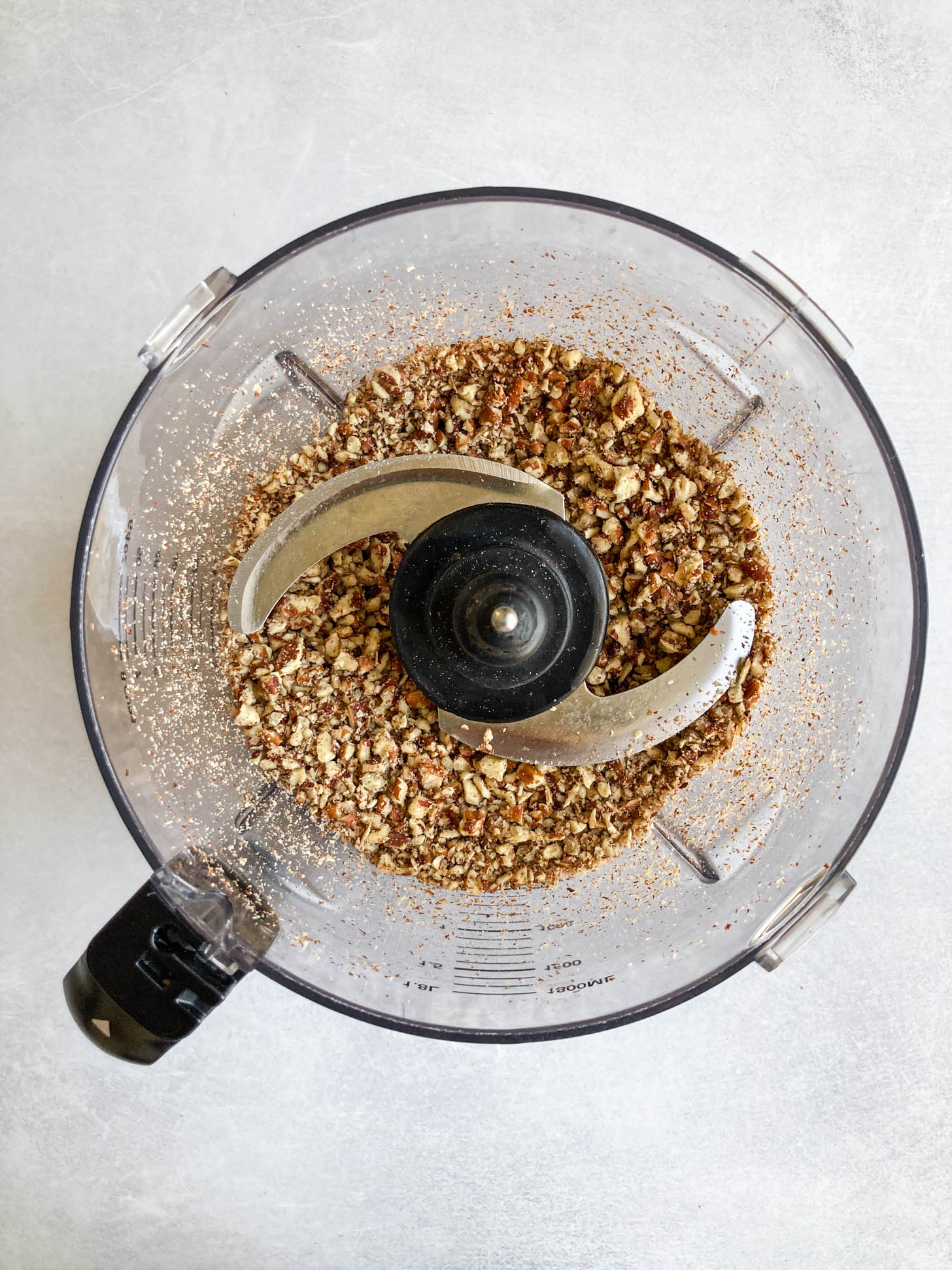 Pecans blended in a food processor.