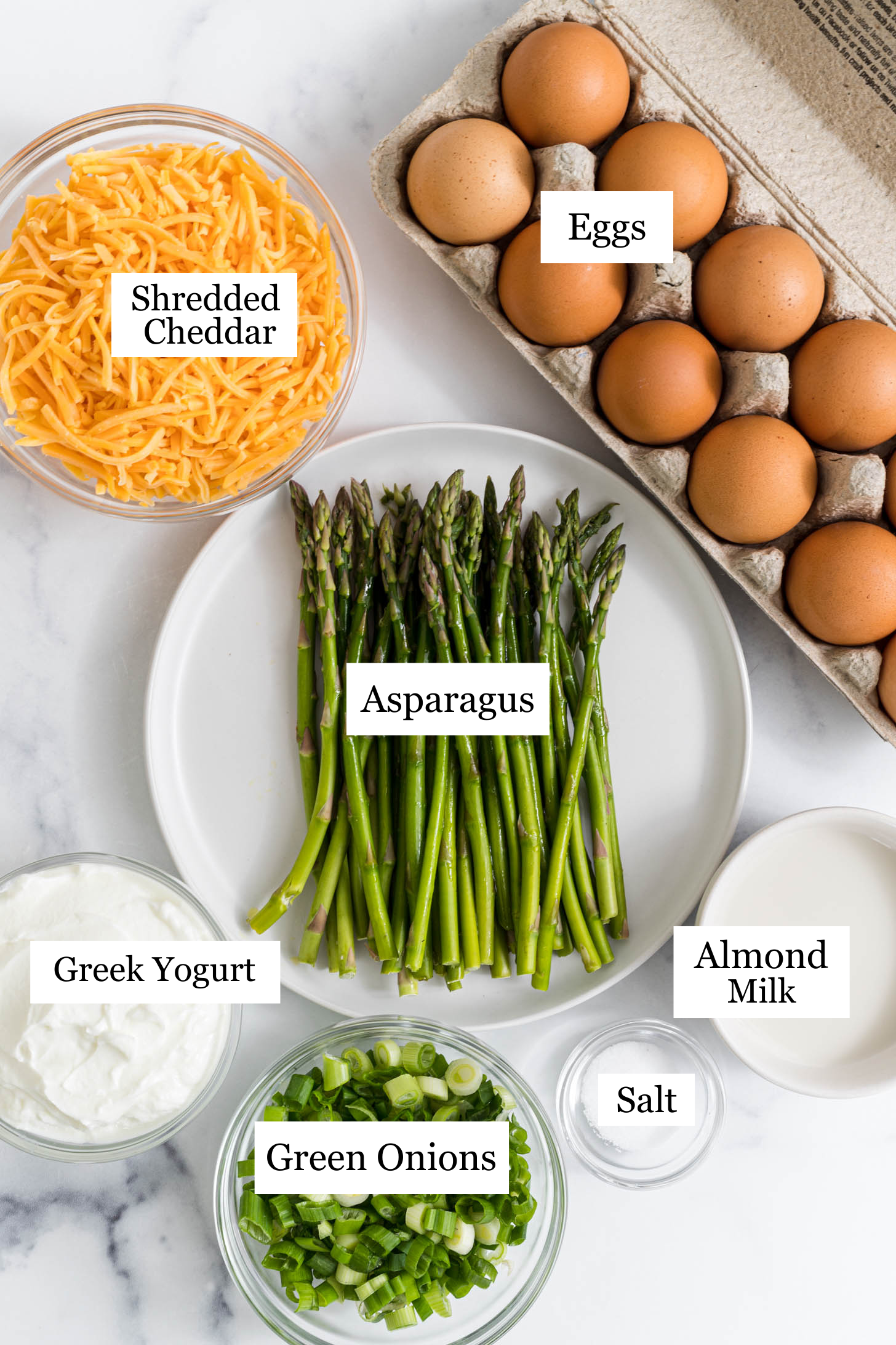 Asparagus Egg Casserole ingredients.