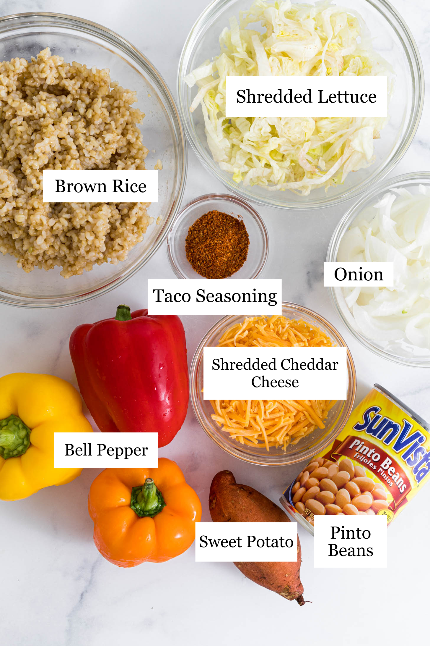 Ingredients for Vegetarian Fajita Bowls.