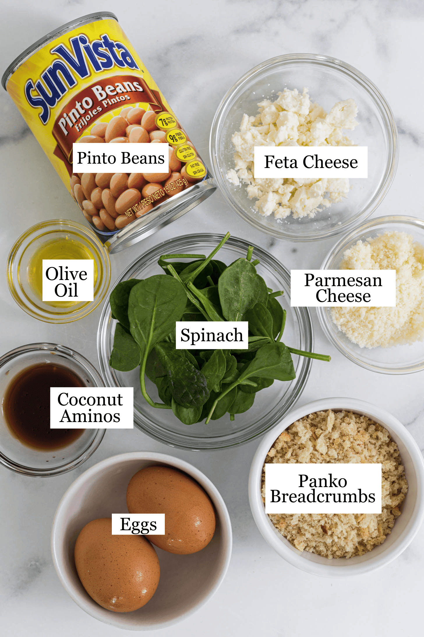 Pinto bean burgers ingredients.