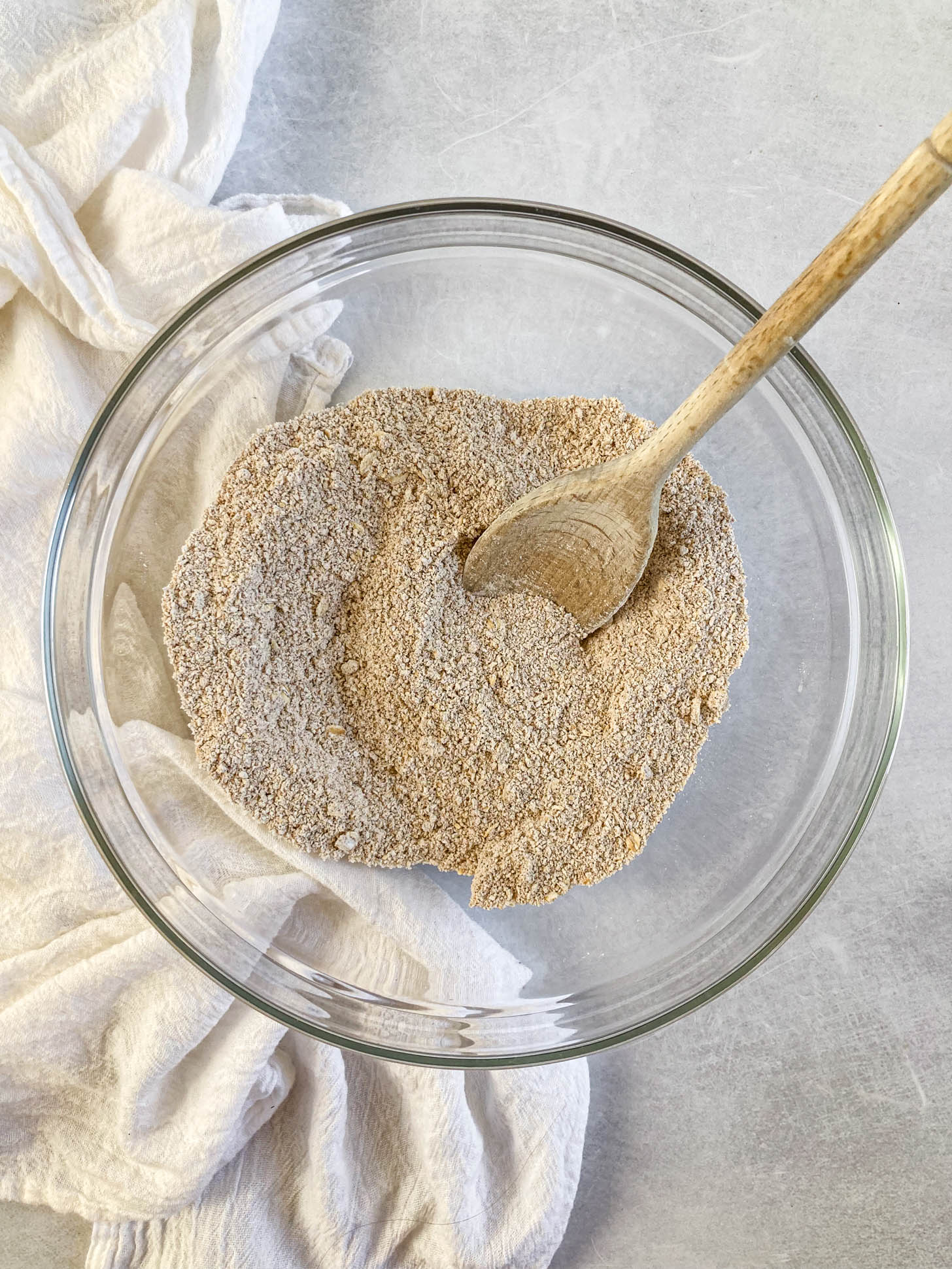 Dry ingredients mixed in a bowl.