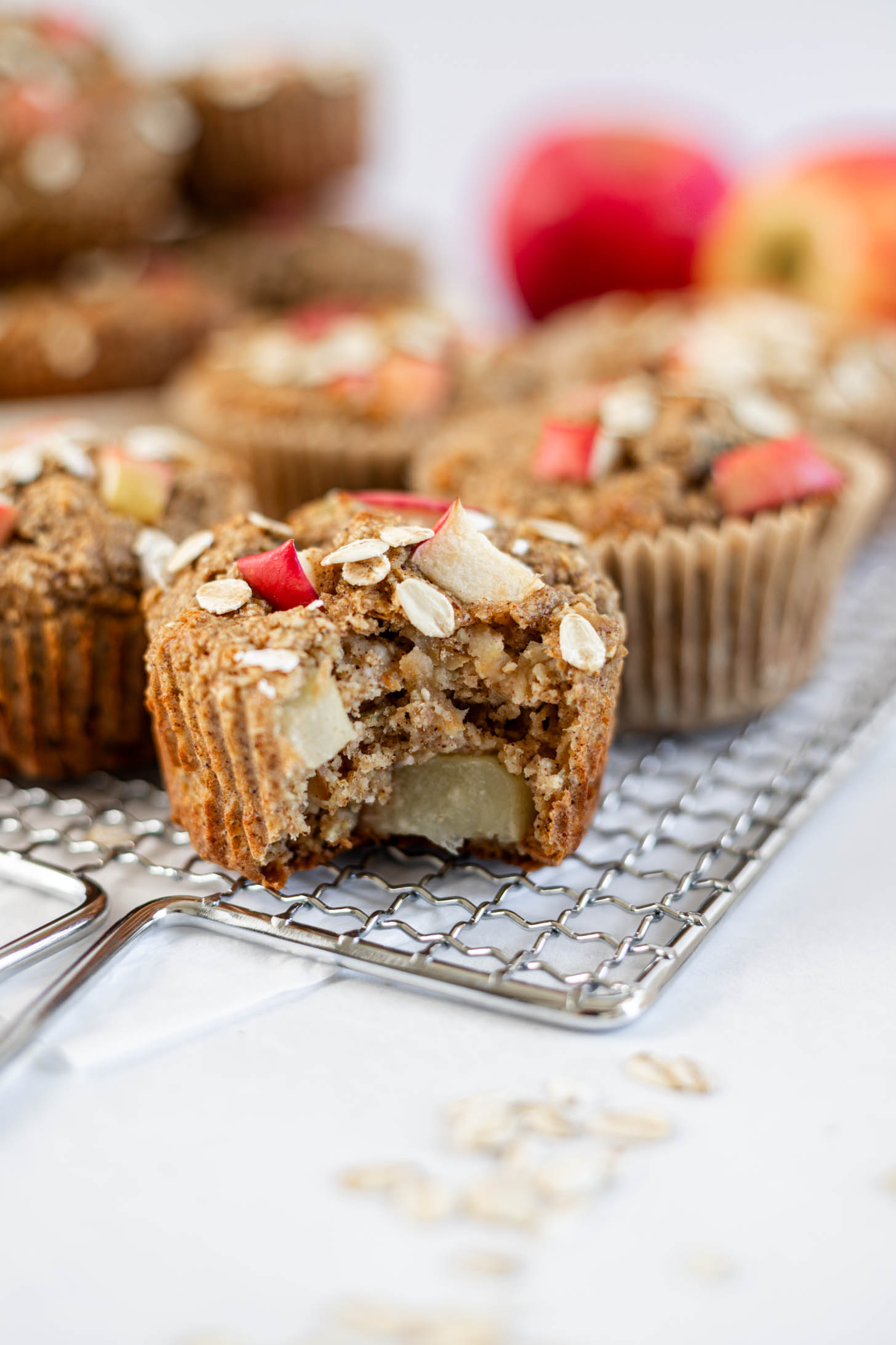 Gluten-Free Apple Muffin with a bite out of it.
