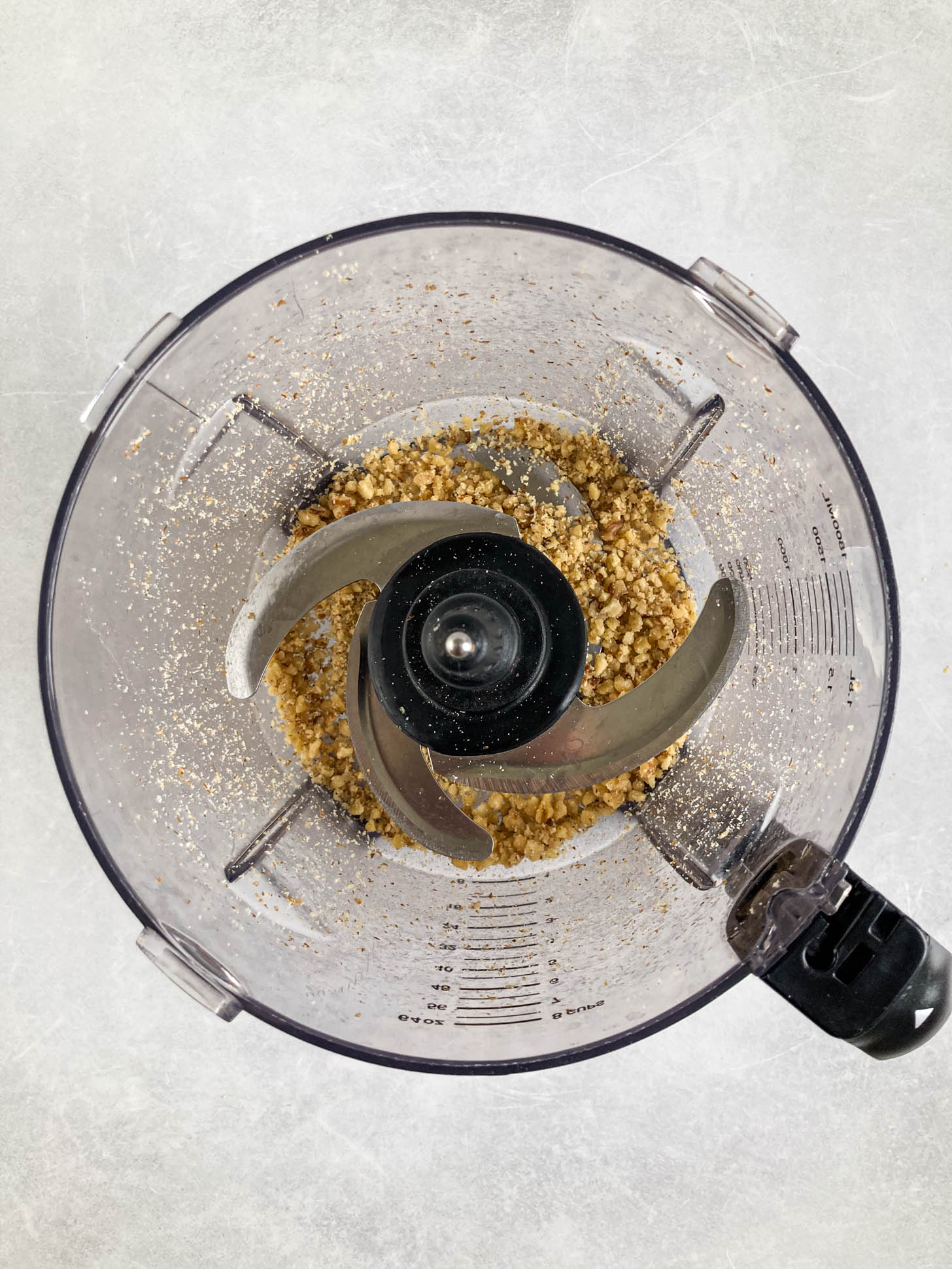 Walnuts blended in a food processor.