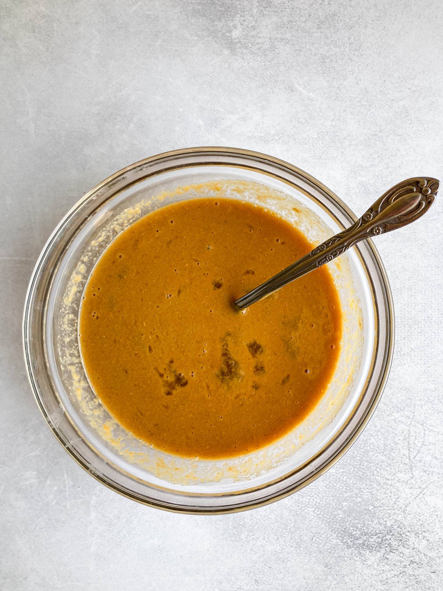 Wet ingredients mixed together in a bowl.