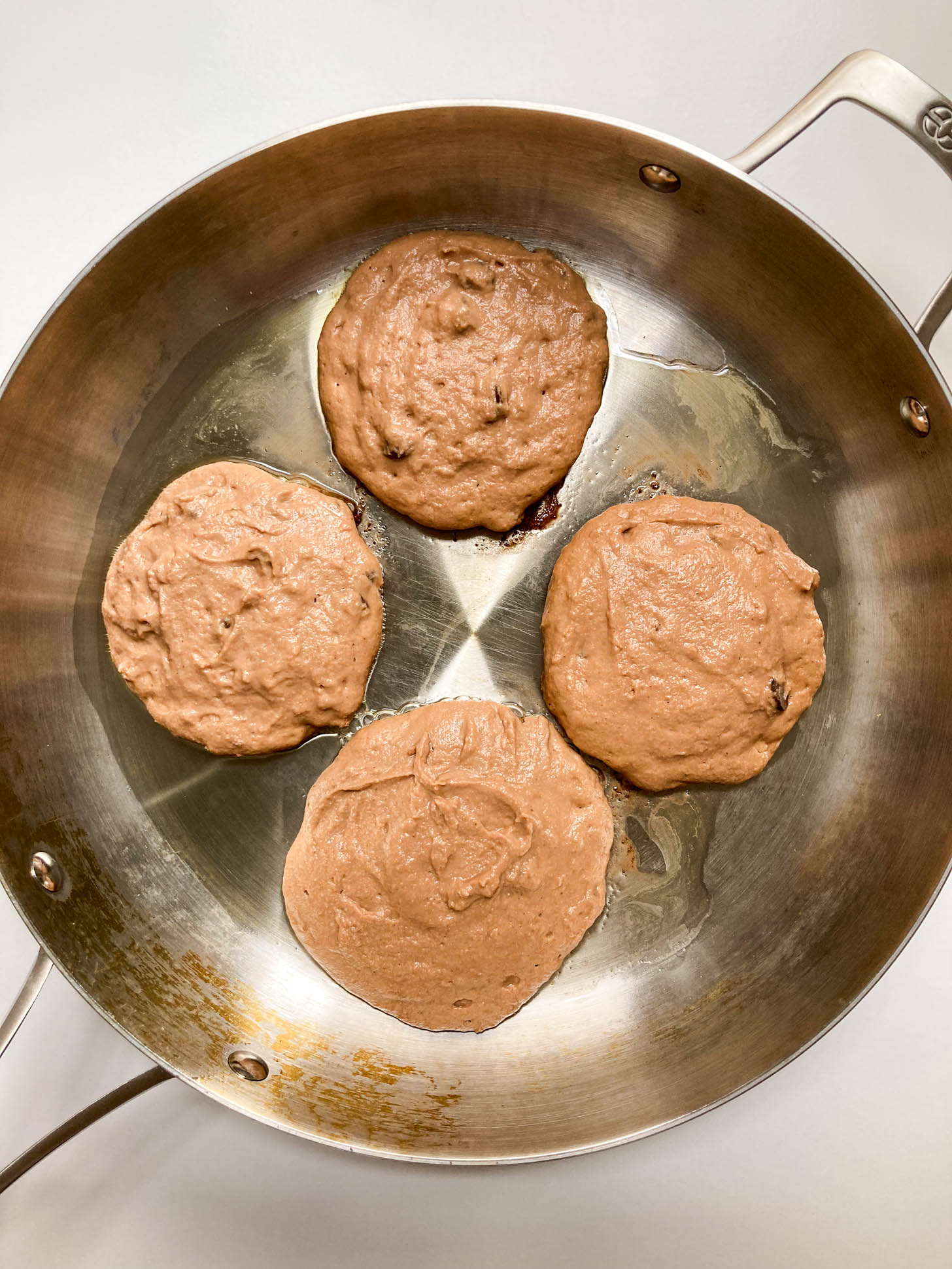 Pancakes in a pan.