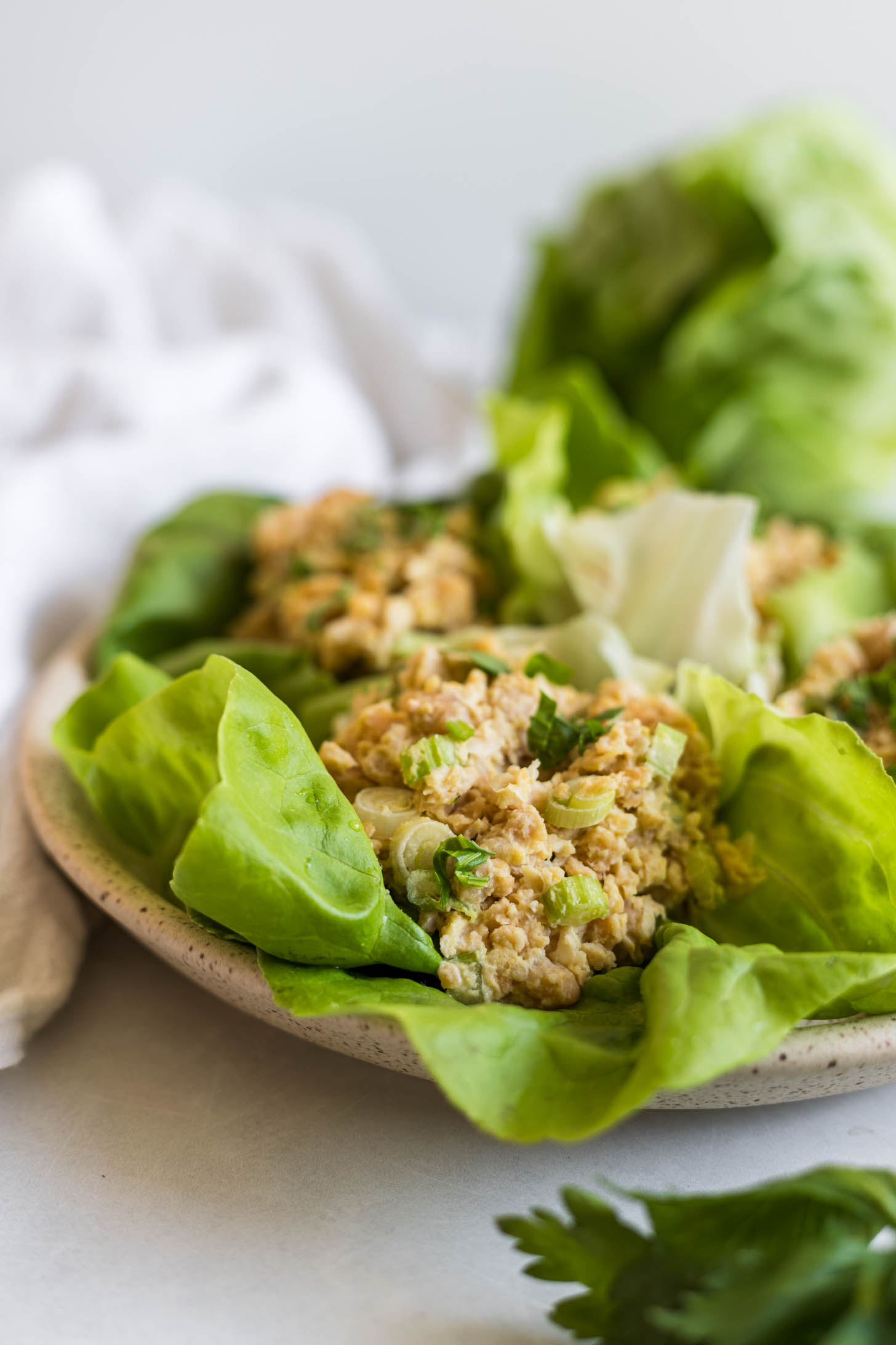 Smashed chickpeas in lettuce wraps.