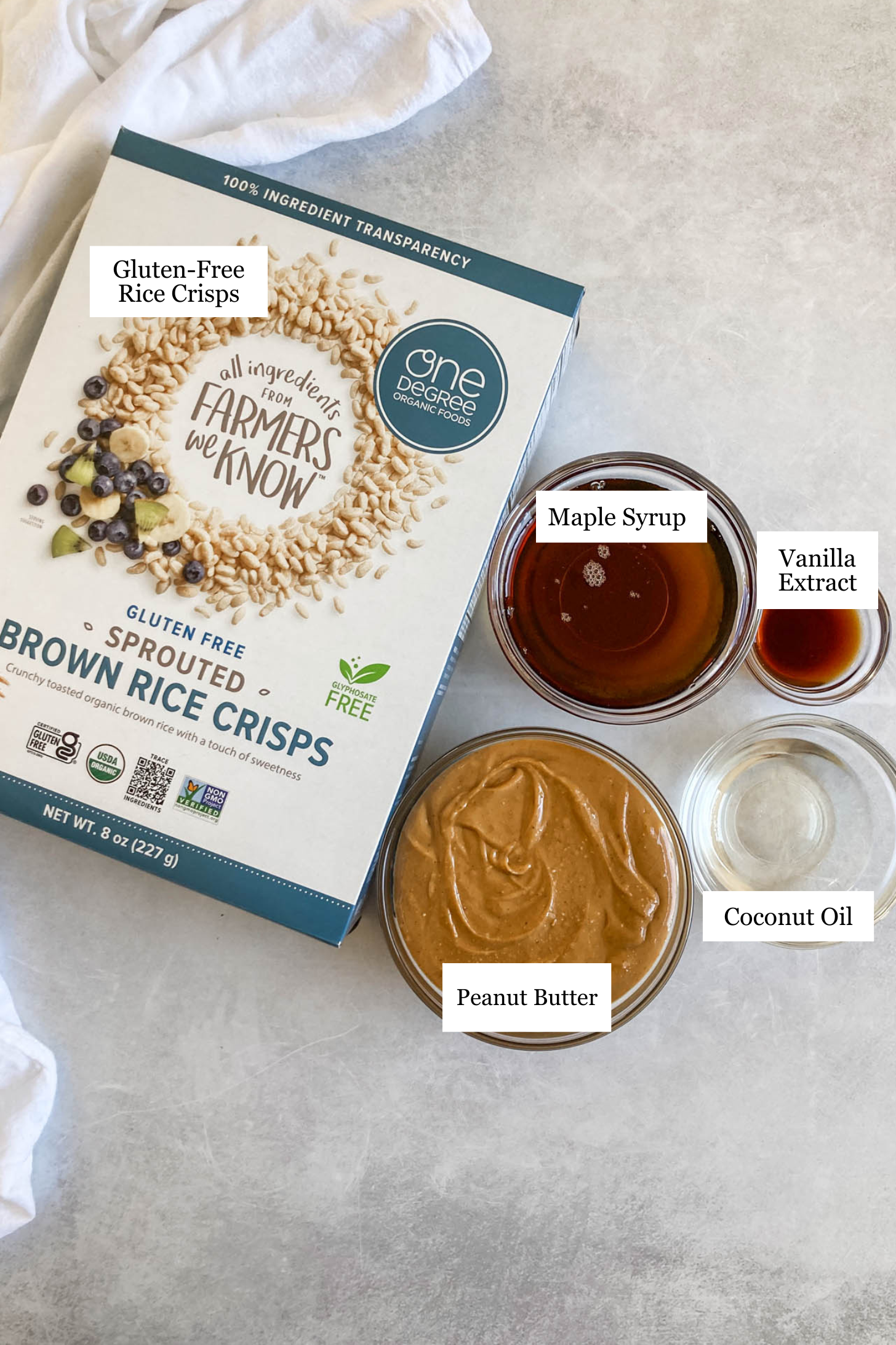 Vegan rice krispie treat ingredients.