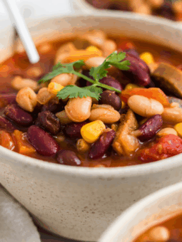 Easy vegan chili in a bowl.