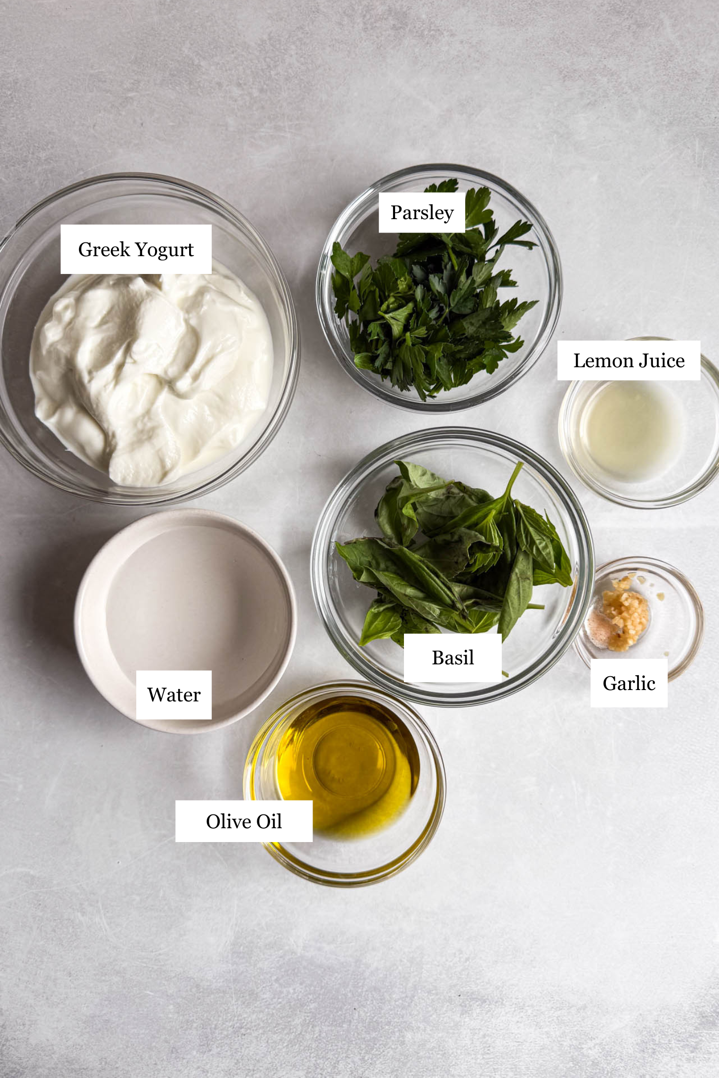 Ingredients to make green goddess dip.