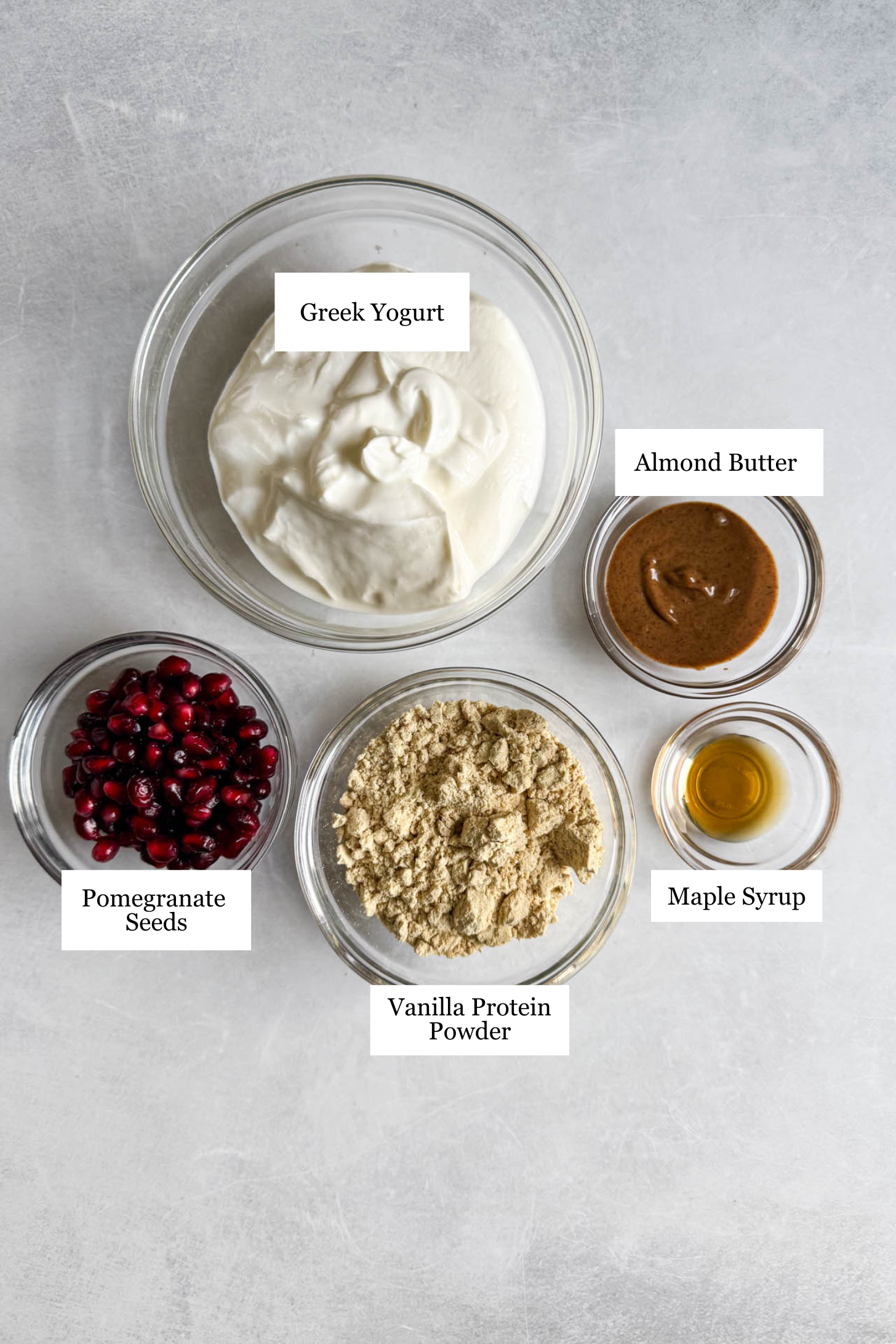 Ingredients for the greek yogurt bowl.