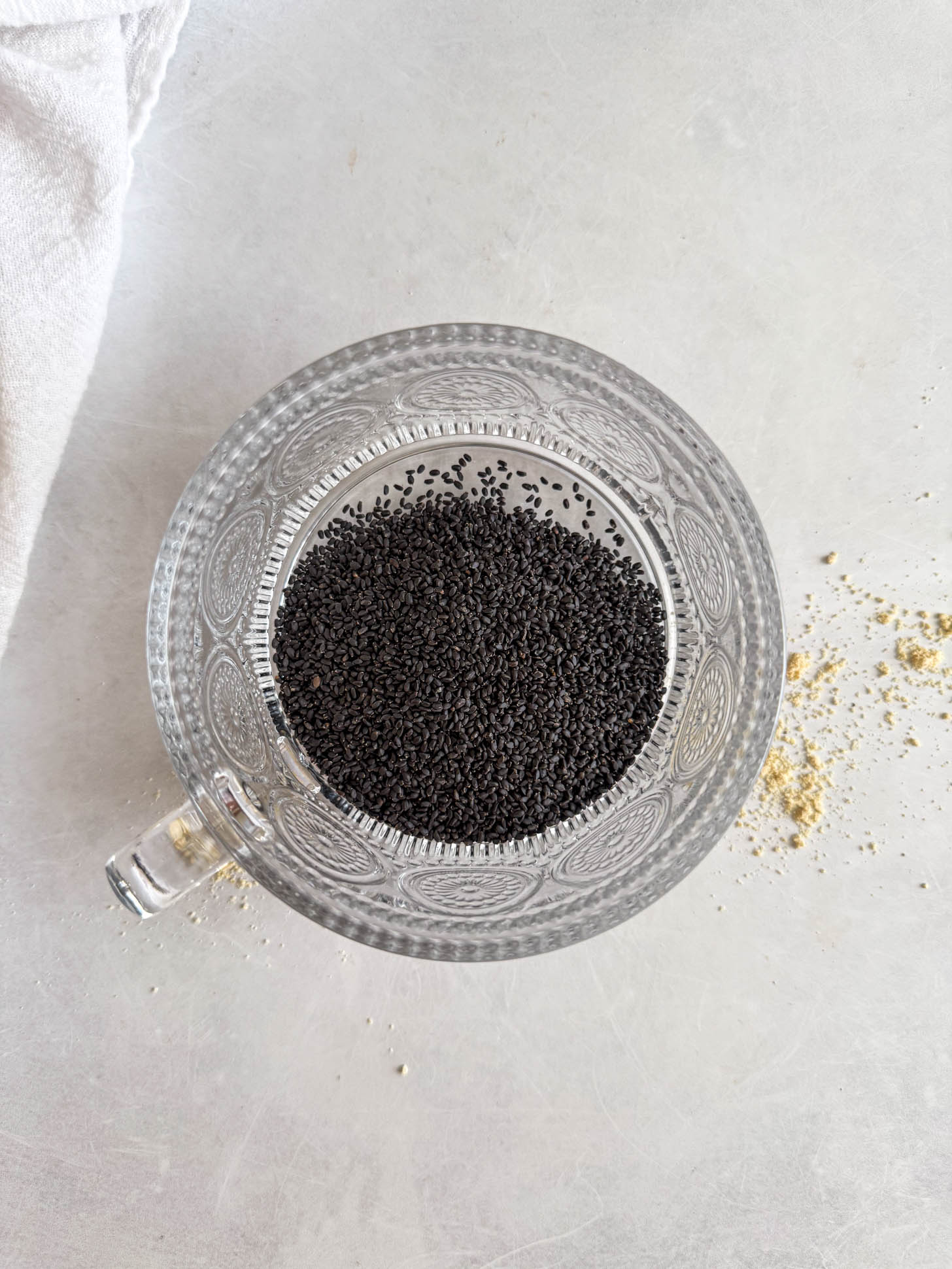Basil seeds in a serving container.