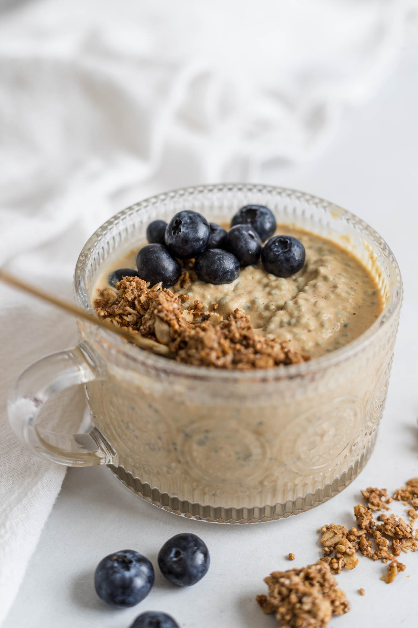 Peanut butter pudding in a serving dish.
