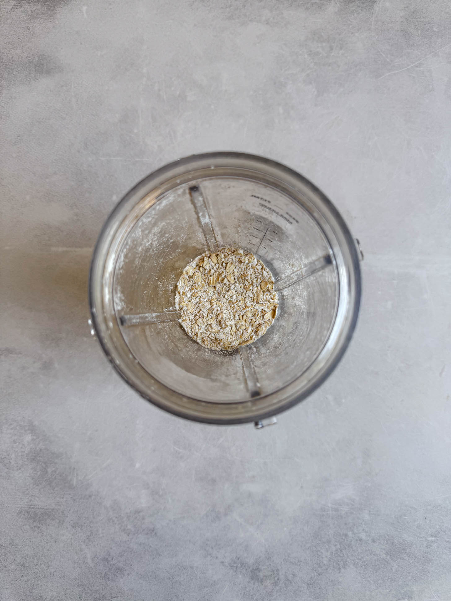 Oats blended in a blender.