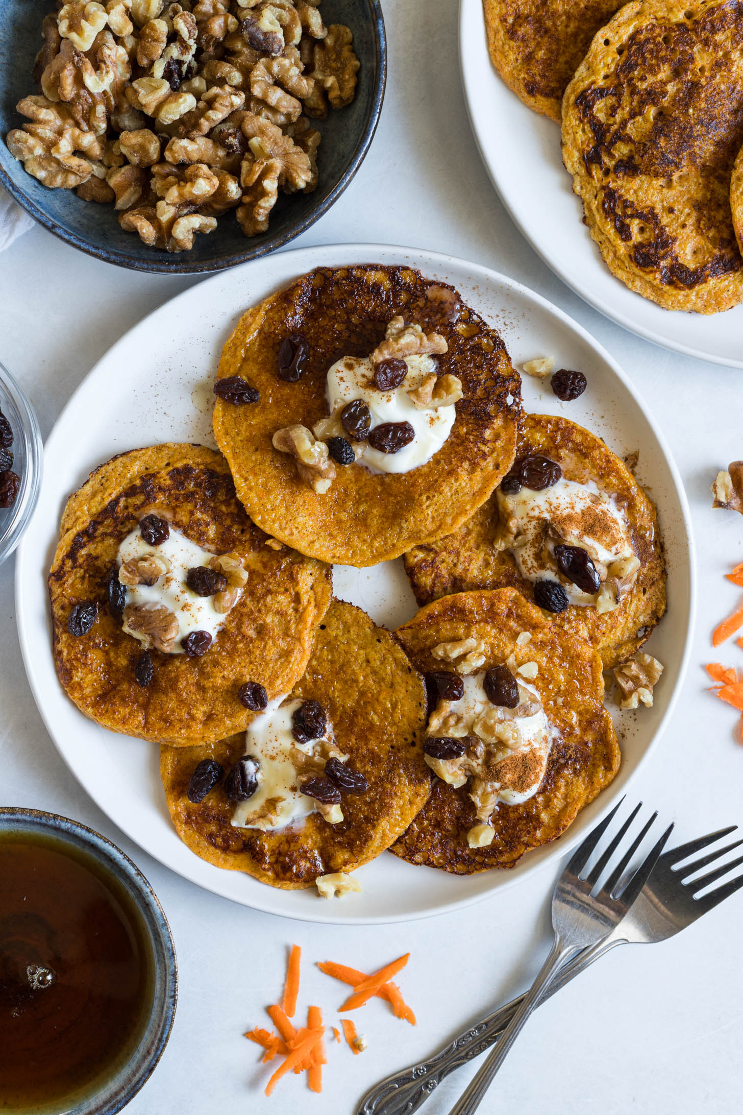 Pancakes on a plate.