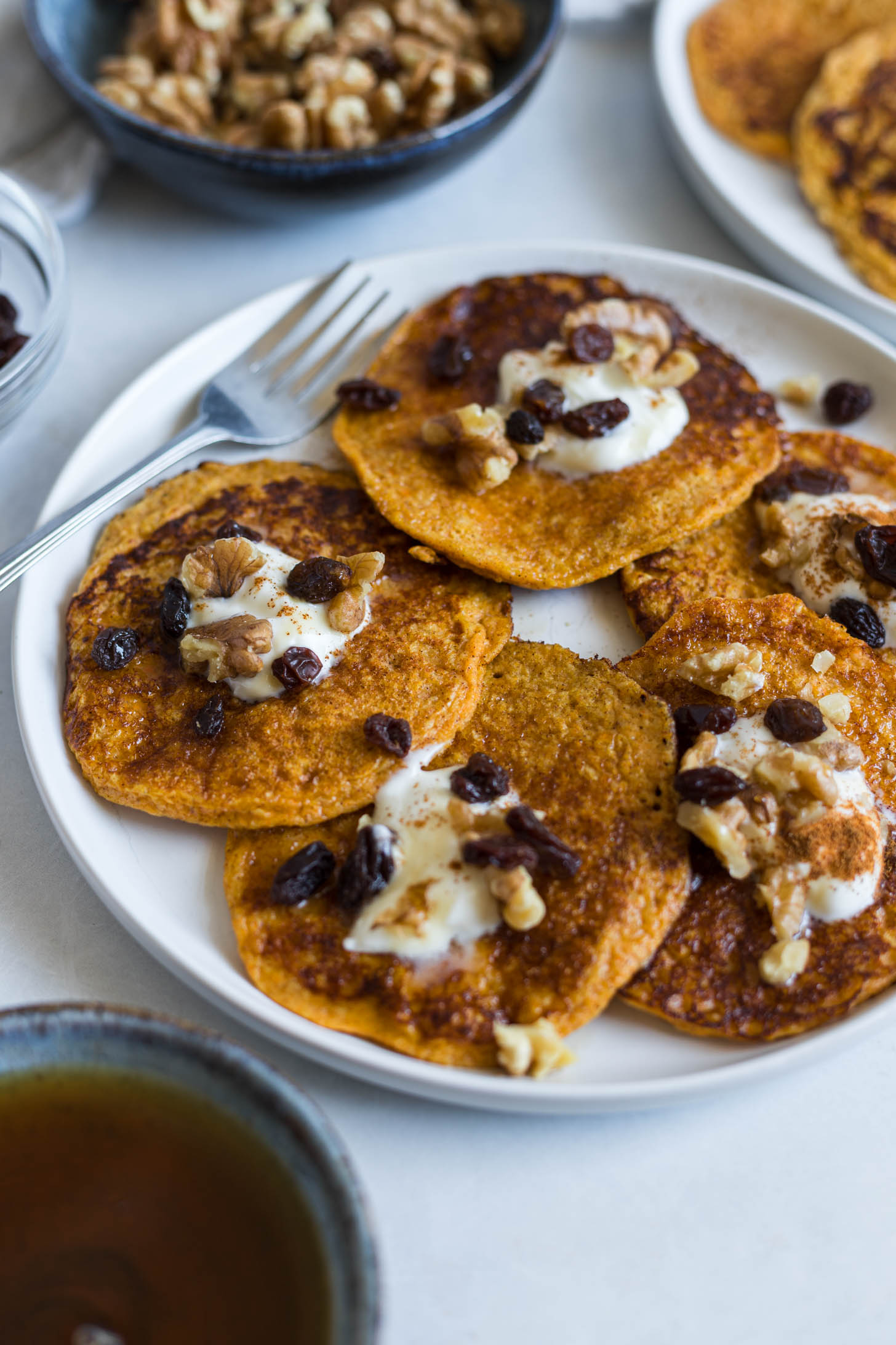 Protein pancakes on a plate.
