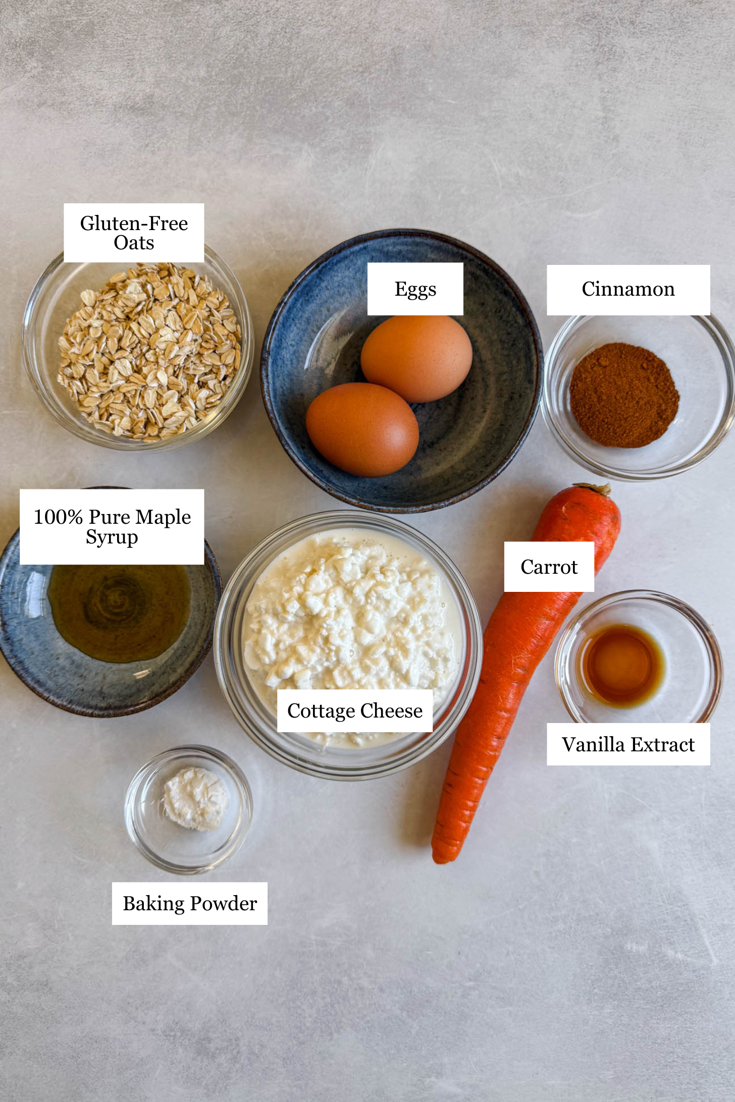 Ingredients for carrot cake pancakes.