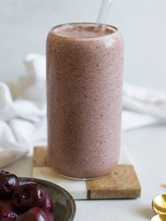 A cherry almond butter smoothie.