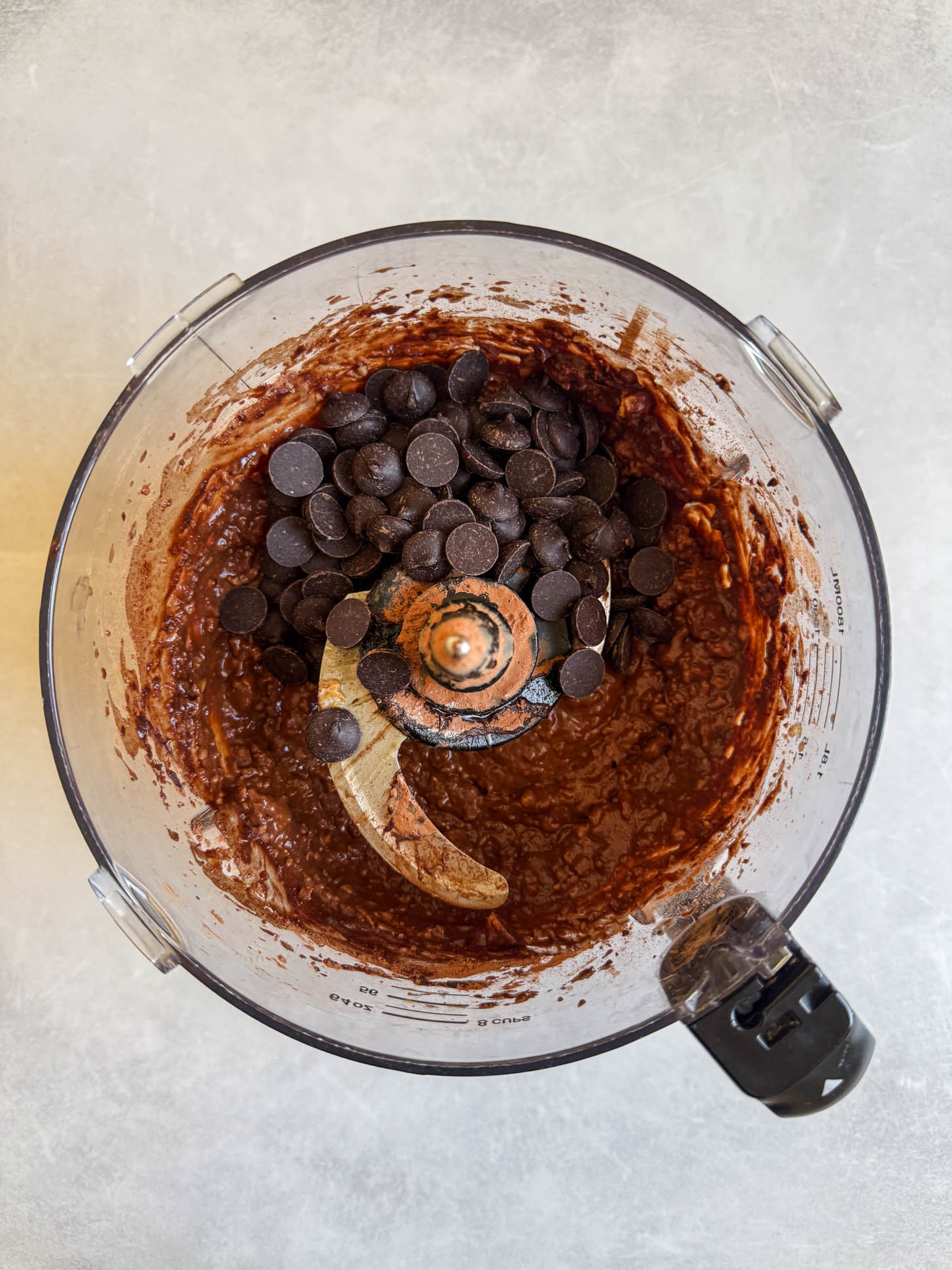 Blended brownies with chocolate chips added.