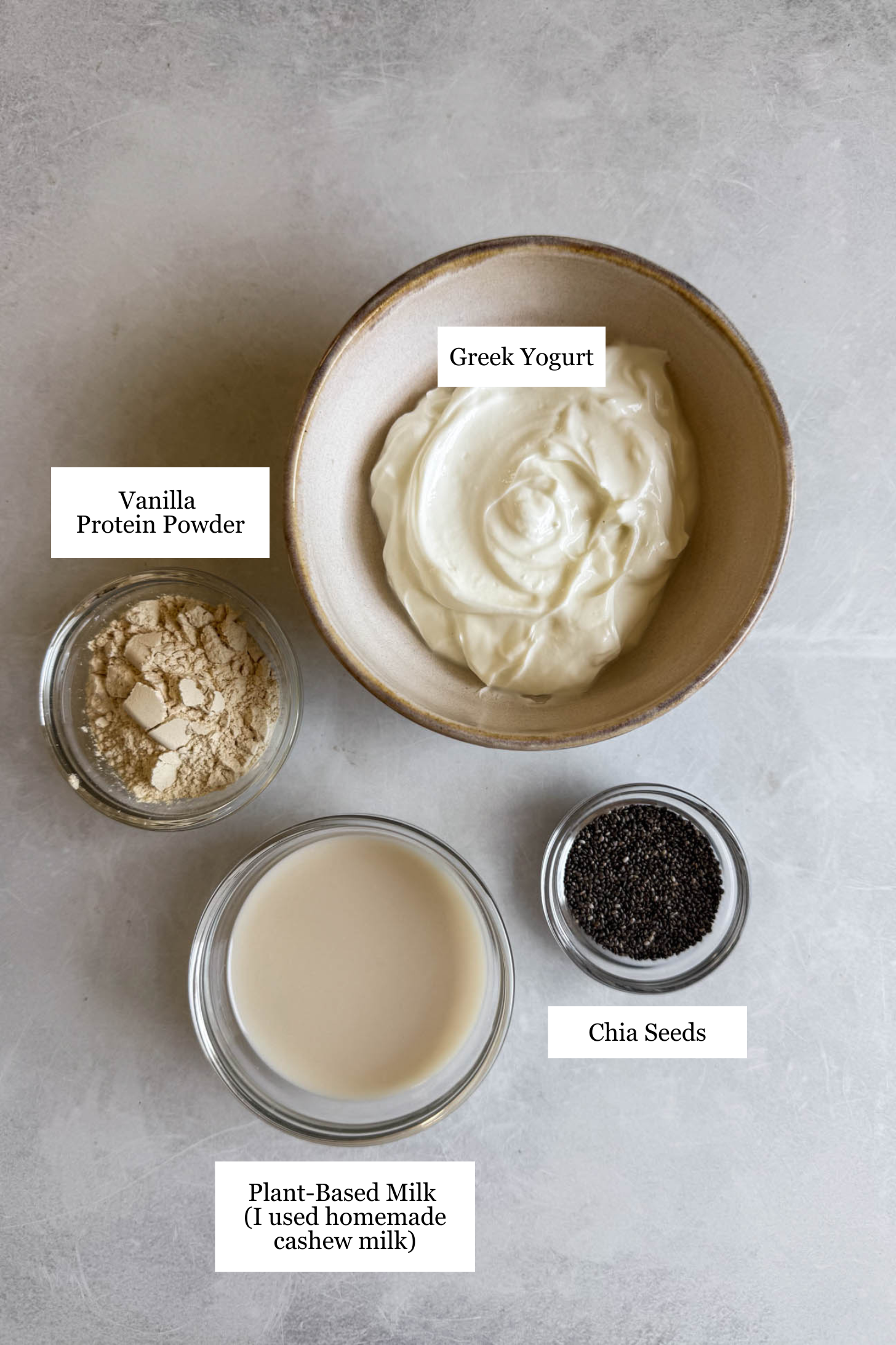 Yogurt bowl ingredients.
