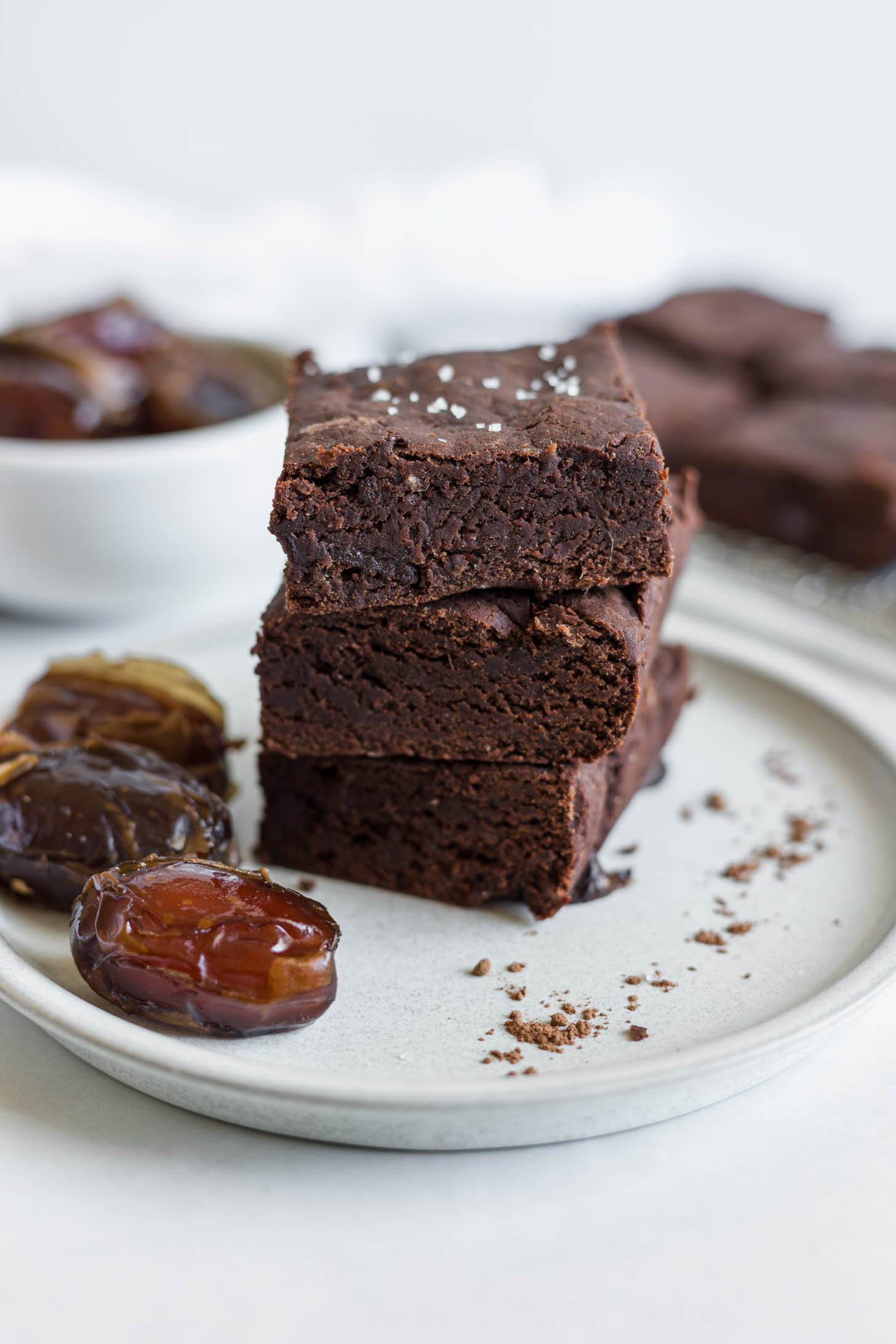 A stack of chocolate brownies.