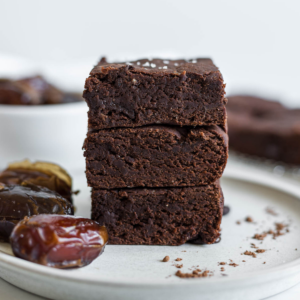 A stack of date brownies.