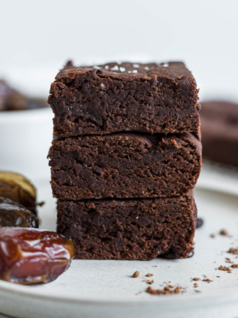 A stack of date brownies.