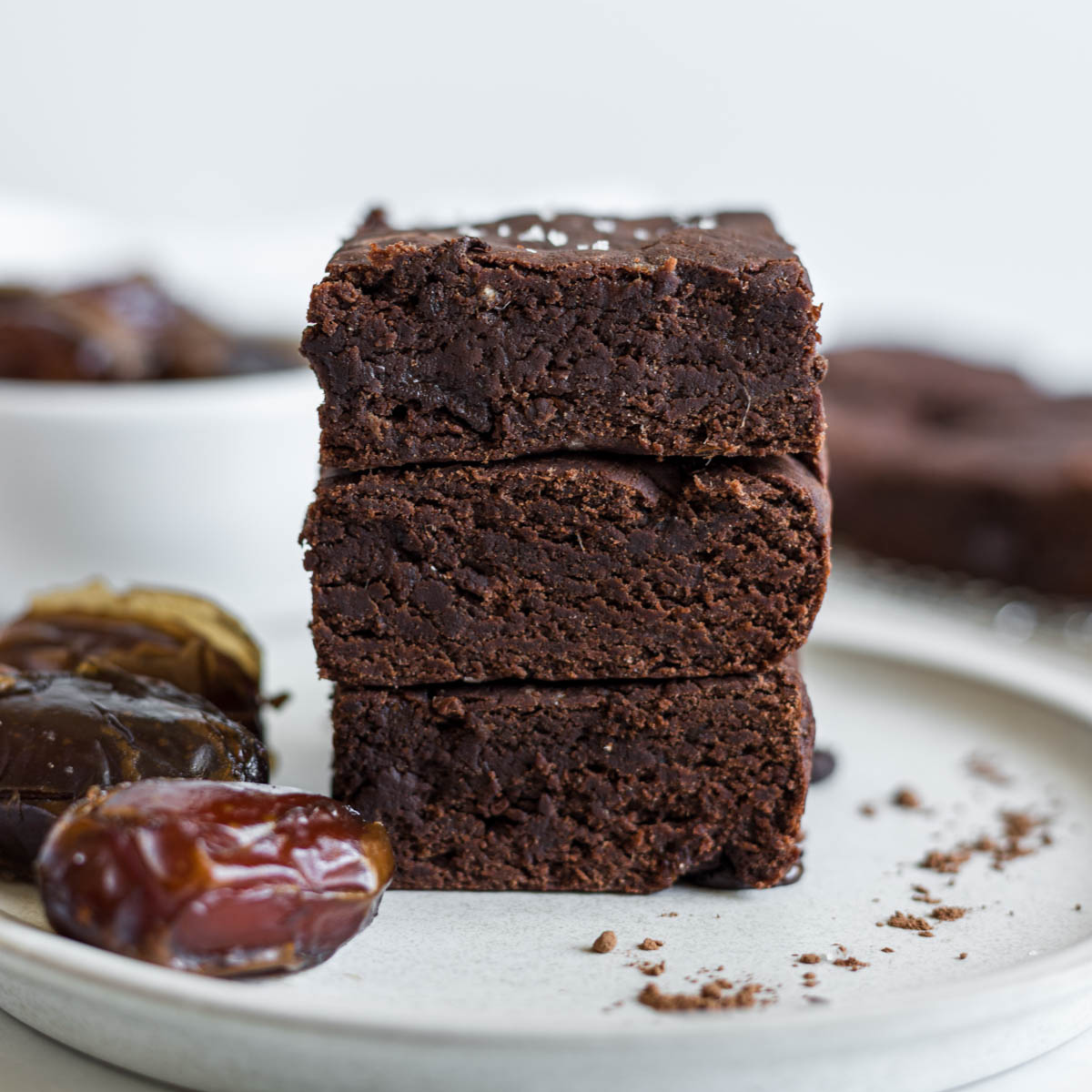 A stack of date brownies.