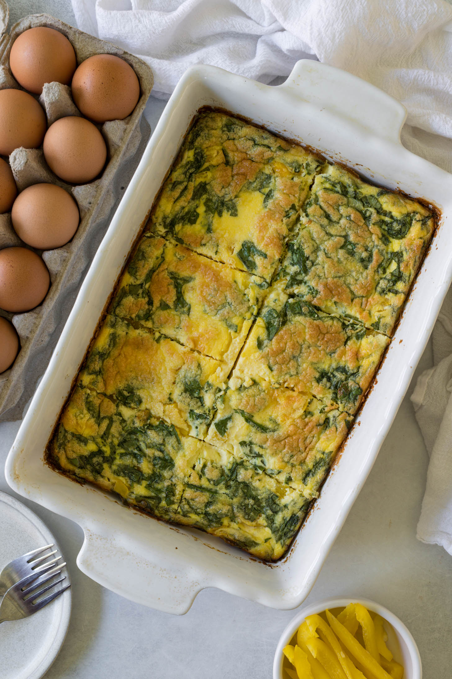 Egg bake cooked in a baking dish.