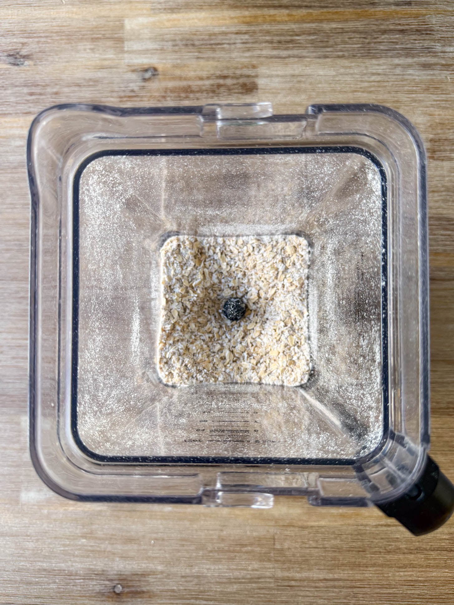 Oats blended in a blender.