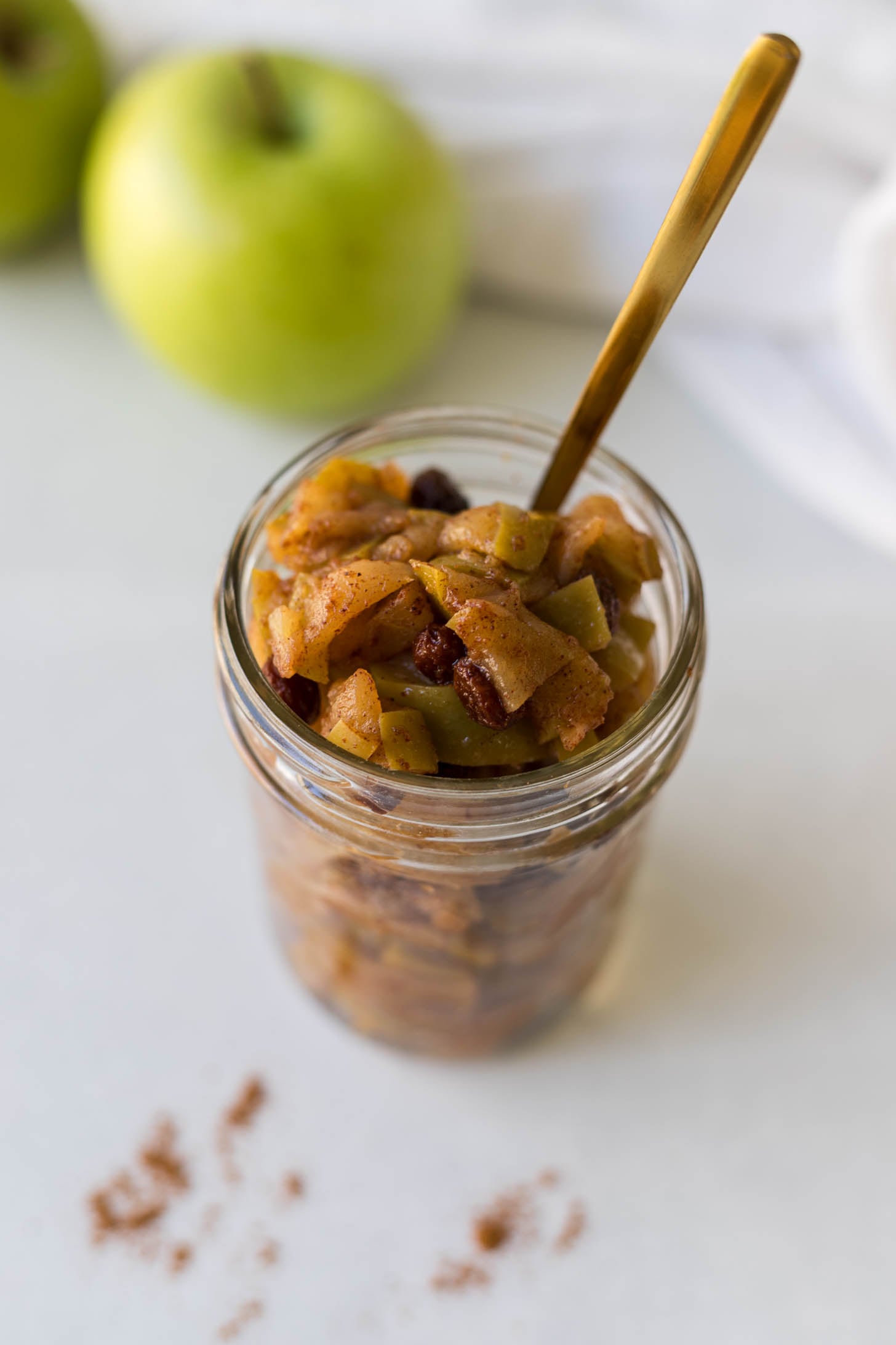 Apple compote in a jar.