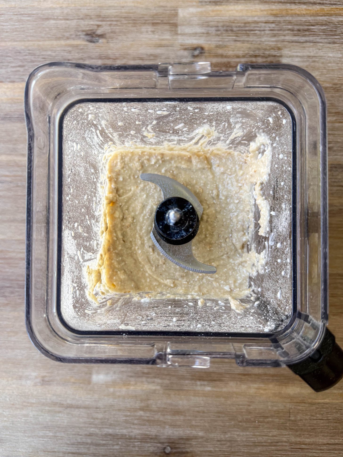 Muffin ingredients blended in a blender.
